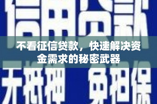 湟中不看征信贷款，快速解决资金需求的秘密武器